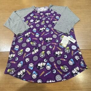 LuLaRoe Randy Shirt Womens 2XL Purple Disney Goofy Raglan 3/4 Sleeve Tunic